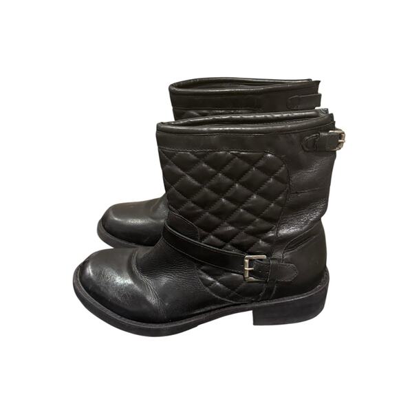 Matisse Homestead Black Leather Quilted Biker Moto Boots Womens 10 - Picture 4 of 8